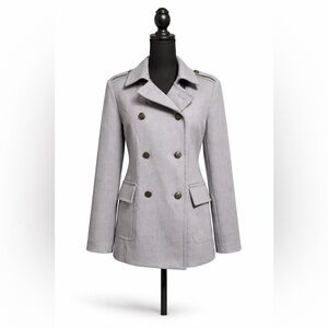 Liz Claiborne Gray Double-Breasted Jacket | Size M